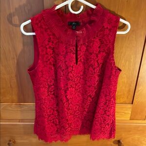 Red Lace Sleeveless Top